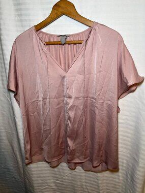H&M Blush Pink Satin Blouse Medium